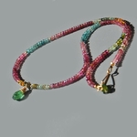Collier pendentif tourmaline multicolore rose bleue verte-7