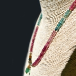 Collier pendentif tourmaline multicolore rose bleue verte-A