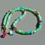 Collier Chrysoprase amazonite saphir rose-1