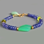 Bracelet Chrysoprase et Tanzanite pierre naturelle Or14K-4