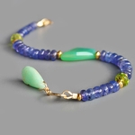 Bracelet Chrysoprase et Tanzanite pierre naturelle Or14K-3