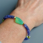 Bracelet Chrysoprase et Tanzanite pierre naturelle Or14K-B