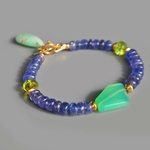 Bracelet Chrysoprase et Tanzanite pierre naturelle Or14K-2