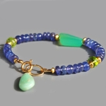 Bracelet Chrysoprase et Tanzanite pierre naturelle Or14K