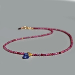 Collier Tourmaline rose Tanzanite brute Or