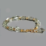 Bracelet pierre taillée en Prasiolite OR14K(4)