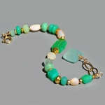 Bracelet en Chrysoprase et Opale welo Ethiopie Or14K - Bijou pierres précieuses-5