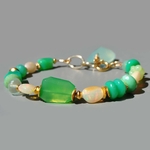 Bracelet en Chrysoprase et Opale welo Ethiopie Or14K - Bijou pierres précieuses