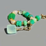 Bracelet en Chrysoprase et Opale welo Ethiopie Or14K - Bijou pierres précieuses(4)