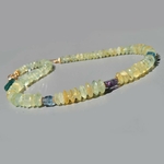 Collier Préhnite Fluorite Or14K - bijou pierres naturelle jaune verte bleue(3)