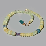 Collier Préhnite Fluorite Or14K - bijou pierres naturelle jaune verte bleue(1)