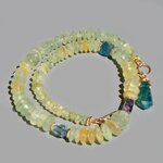 Collier Préhnite Fluorite Or14K - bijou pierres naturelle jaune verte bleue(4)