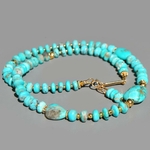 collier Turquoise Arizona gros galet et perle rondelle(5)