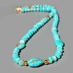 collier Turquoise Arizona gros galet et perle rondelle(6)