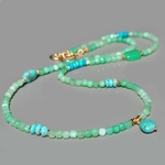 Collier Long Chrysoprase Verte et Pendentif Turquoise du Nevada – Or 14K Gold Filled(7)
