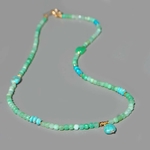 Collier Long Chrysoprase Verte et Pendentif Turquoise du Nevada – Or 14K Gold Filled(8)