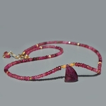 Collier long tourmaline pendentif rubellite or(1)