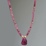 Collier long tourmaline pendentif rubellite or(5)