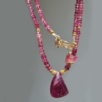Collier long tourmaline pendentif rubellite or(4)