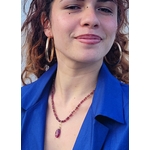 Elo collier long tourmaline rose et pendentif pierre taillée