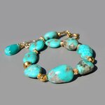 Bracelet turquoise brute grosse pépite