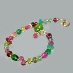 Bracelet Multi-Pierres Roses et Vertes en Or 14K(4)