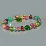 Bracelet Multi-Pierres Roses et Vertes en Or 14K(5)