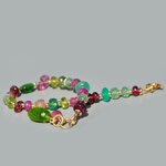 Bracelet Multi-Pierres Roses et Vertes en Or 14K(8)