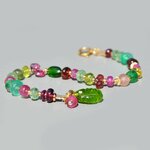 Bracelet Multi-Pierres Roses et Vertes en Or 14K(6)