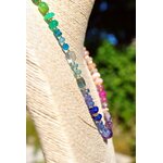 Collier Multicolore Pierres Précieuses Arc-en-Ciel, Améthyste Rose, Tanzanite, Émeraude, Saphir, Bijou Dos Nu Or Gold Filled 14K(9)