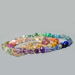 Collier Multicolore Pierres Précieuses Arc-en-Ciel, Améthyste Rose, Tanzanite, Émeraude, Saphir, Bijou Dos Nu Or Gold Filled 14K(4)