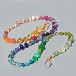 Collier Multicolore Pierres Précieuses Arc-en-Ciel, Améthyste Rose, Tanzanite, Émeraude, Saphir, Bijou Dos Nu Or Gold Filled 14K