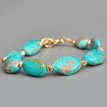 Bracelet Turquoise du Nevada Grosses Pépites Or Gold Filled 14K -3