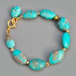 Bracelet Turquoise du Nevada Grosses Pépites Or Gold Filled 14K -5