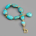 Bracelet Turquoise du Nevada Grosses Pépites Or Gold Filled 14K -6