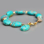 Bracelet Turquoise du Nevada Grosses Pépites Or Gold Filled 14K -4