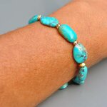 Bracelet Turquoise du Nevada Grosses Pépites Or Gold Filled 14K -7