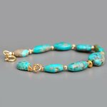 Bracelet Turquoise du Nevada Grosses Pépites Or Gold Filled 14K