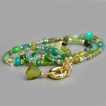 Collier Multi-pierres Vert Or 14K _ Émeraude Péridot Tourmaline Verte Bijou Modulable-2
