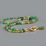 Collier Multi-pierres Vert Or 14K _ Émeraude Péridot Tourmaline Verte Bijou Modulable-4
