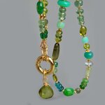 Collier Multi-pierres Vert Or 14K _ Émeraude Péridot Tourmaline Verte Bijou Modulable-8