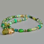 Collier Multi-pierres Vert Or 14K _ Émeraude Péridot Tourmaline Verte Bijou Modulable-7