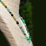 Collier Multi-pierres Vert Or 14K _ Émeraude Péridot Tourmaline Verte Bijou Modulable-10