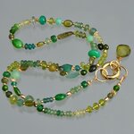 Collier Multi-pierres Vert Or 14K _ Émeraude Péridot Tourmaline Verte Bijou Modulable-11