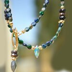 Collier opale noir goutte facettes-6