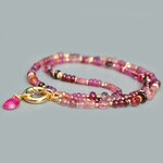 Collier Multi-pierres roses Or 14K _ Saphir, Grenat Rhodolite, Tourmaline et Saphir Rose Or 14K