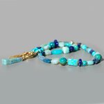 collier plume or pendentif larimar turquoise lapis opale -4