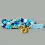 collier plume or pendentif larimar turquoise lapis opale -7