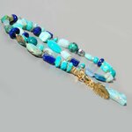 collier plume or pendentif larimar turquoise lapis opale -6