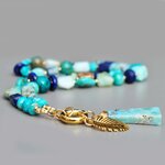 collier plume or pendentif larimar turquoise lapis opale -9